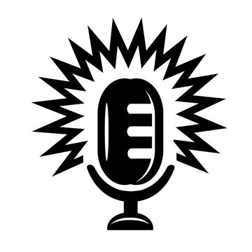 Vector illustration, microphone icon. Flat design. Isolated on a white background.
