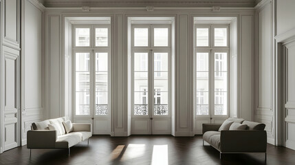 Minimalist Upper West Side pre-war apartment with restored moldings, classic Manhattan residence