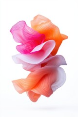 Abstract Colorful Flowing Forms in Layers of Pink, Orange, and White Creating a Soft, Ethereal Appearance Against a Minimalist Background