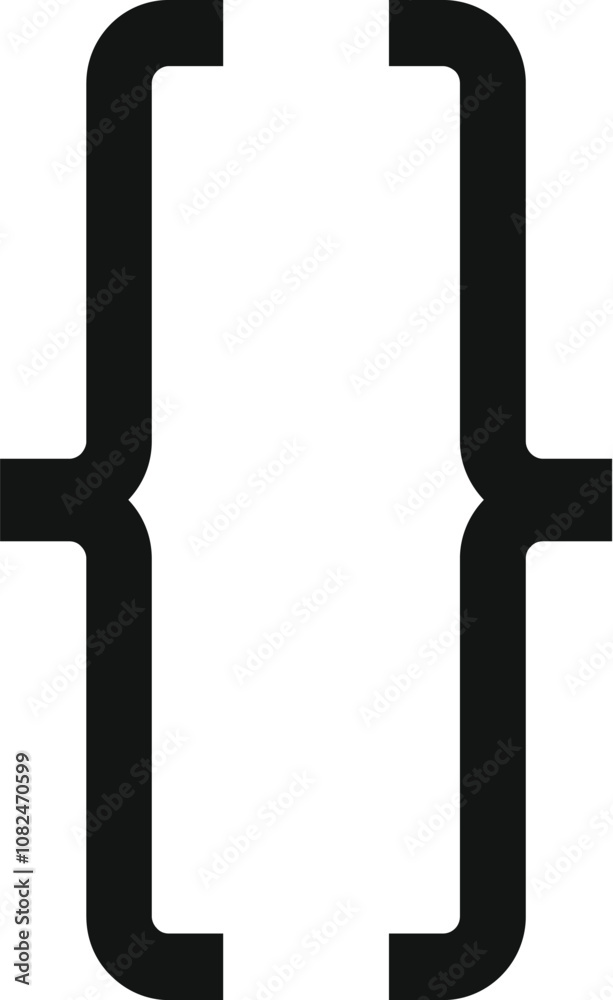 Poster simple black curly brackets icon symbolizing programming, coding, and software development