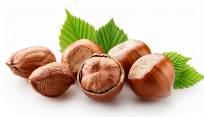 hazelnuts isolated on white background
