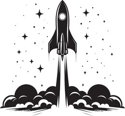 Rocket launching silhouette vector illustration isolated on a white background © Md Hasan