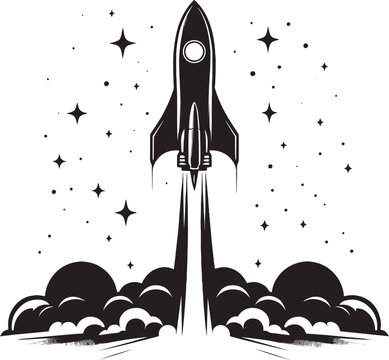 Rocket launching silhouette vector illustration isolated on a white background