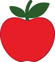 Vector image of a healthy, organic red apple with a green leaf icon.