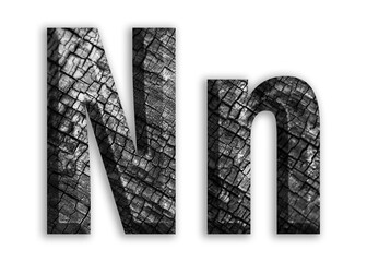 N, Alphabet shape with charcoal motif design