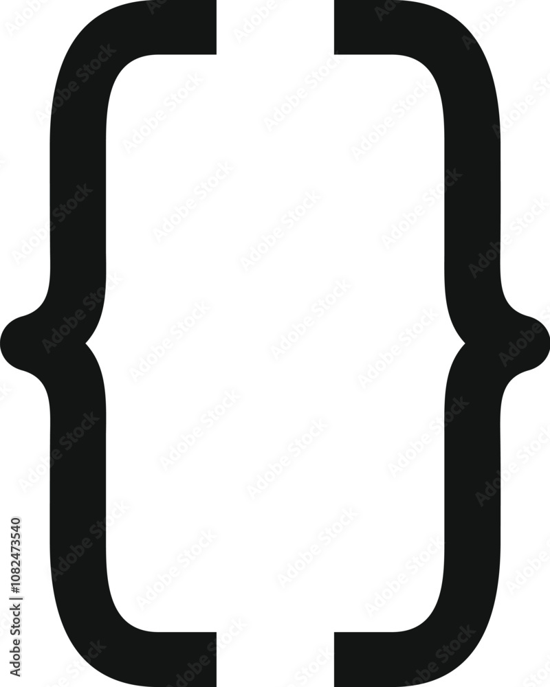 Poster black curly brackets symbol indicating a code block in programming
