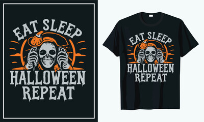 Eat sleep halloween repeat  t shirt design, t shirt design concept, t shirt design template