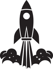 Rocket launching silhouette vector illustration isolated on a white background