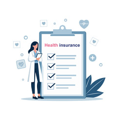 healthcare professional stands beside clipboard with health insurance details, emphasizing importance of coverage and well being