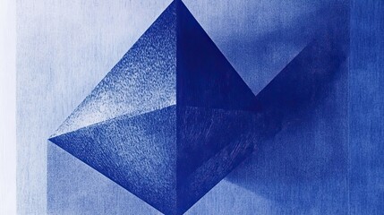 Abstract Blue Geometric Shape on Textured Surface