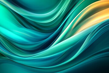 Fototapeta premium Abstract waves of blue and green create a mesmerizing flow, perfect for backgrounds or artistic projects.