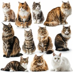 Variety of cat breeds, clean design