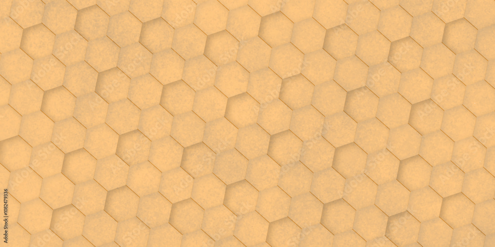 Poster abstract background hexagon pattern with grunge wall effect brown color texture. futuristic geometry