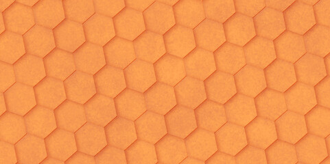 Abstract background hexagon pattern with grunge wall effect orange color texture. futuristic geometry pattern honeycomb mosaic orange texture design. hexagon minimalist mesh cell texture design.