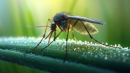 Close-up of mosquito on grass.