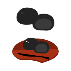 黒胡麻まんじゅうの手描きカラーイラストセット