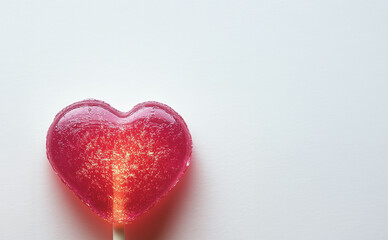 Obraz premium two pink Valentine's Day heart shaped lollipops against an empty pastel pink background. Love concept. Top view. Minimalist style