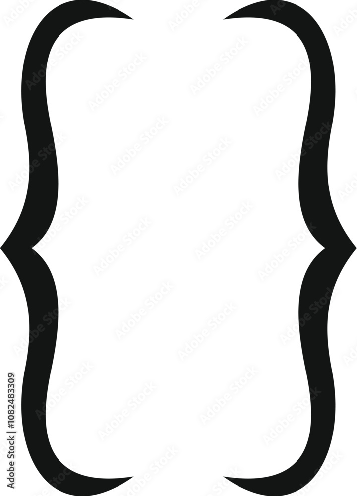Poster black curly brackets enclose an empty space, symbolizing programming, coding, and software developme