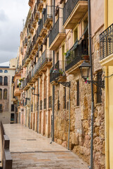 old street in the ancient city of tarragona, spain