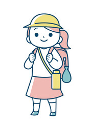 ランドセルを背負って登校する女の子