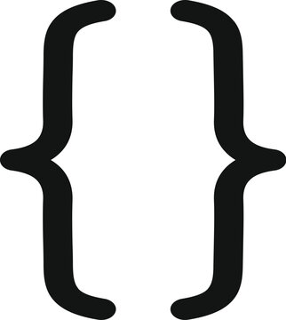 Simple black curly brackets icon symbolizing coding and programming languages