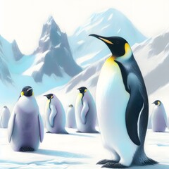 Obraz premium 황제펭귄, 파스텔화 (Emperor Penguin, pastel painting)