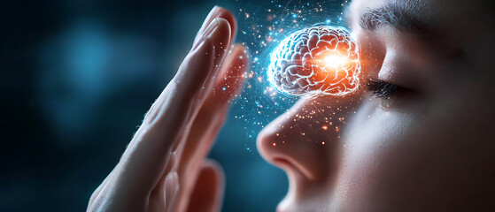 Fototapeta premium Enhance your mental health with holographic digital serenity techniques