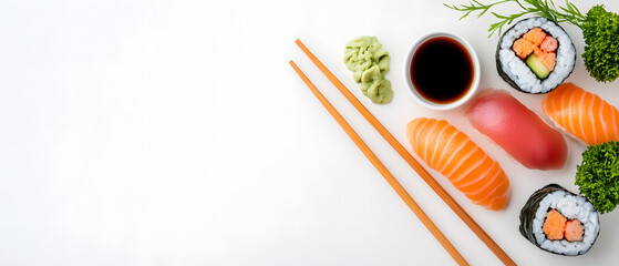 Japanese food, sushi or noodles, as well as desserts and drinks in the style and culture of Japan.