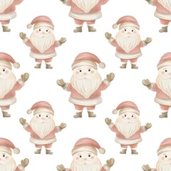 Cute Santa Claus illustrations in repeating pattern perfect for seasonal decorations and crafts