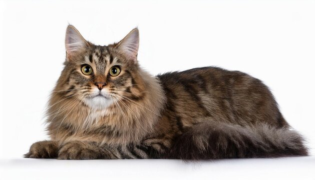 majestic crossbreed siberian cat on white background