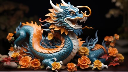 Fototapeta premium Sake Dragon in wallpaper 