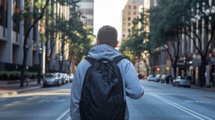 Photo of a student returning home from campus