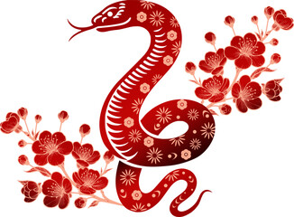 Obraz premium Year of the Snake Embracing Wisdom and Transformation, The Serpent's Year Prosperity and Renewal in Chinese Zodiac, Chinese New Year Celebrating the Mystical Snake.