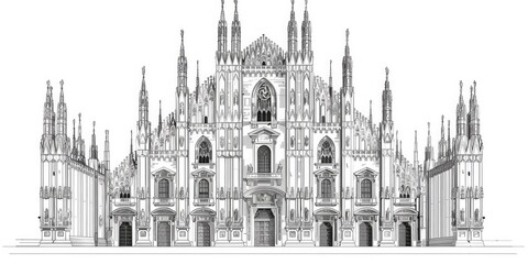 Fototapeta premium An architectural drawing of an elegant Art building