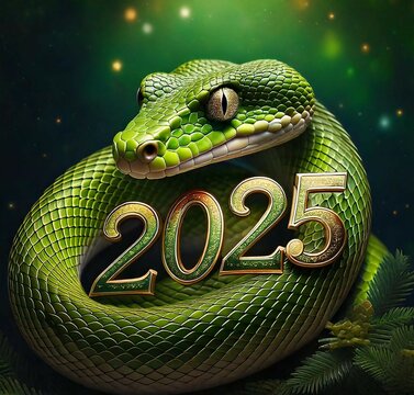 green snake on a black background