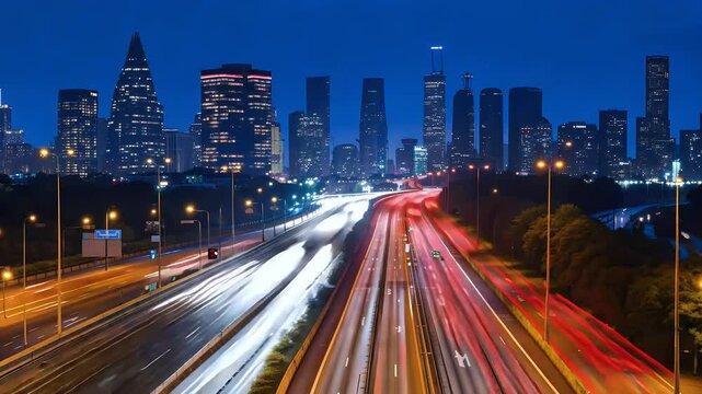 lights create dynamic energetic visual ideal urban transport city themed content pulse modern life auto expressway peak hours timelapse hd ultra high definition interstate ling night trail orange