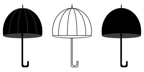 Fototapeta premium Set Of Umbrella Rain & Sun Glow Protection Vector Icon. Parasol For Rainy And Hot Sun Day Protect. Isolated On Transparent Background.