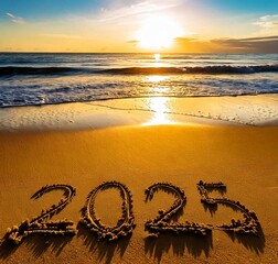 new year 2025 on the beach
