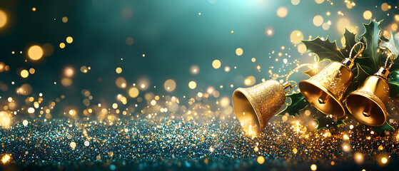 Christmas background with Christmas tree, belt and gifts