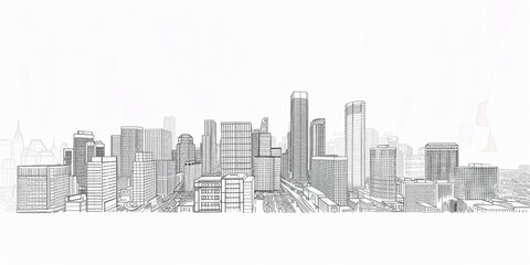 Naklejka premium Line art of an enchanted forest with mythical creatures, isolated on a white background