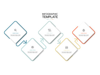 Vector infographic elements thin line design label with icons. Business concept with 5 options, steps. Can be used for workflow diagram, info chart, graph.