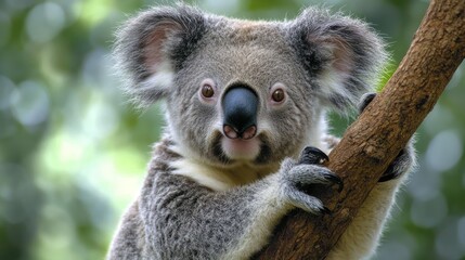 Obraz premium Cute Koala Holding onto a Branch