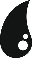 Stylized illustration of a black drop falling with two air bubbles inside