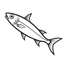 Obraz premium sardine fish design, labeled line art vector silhouette illustration.