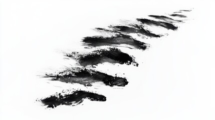 Abstract footprints created with black paint on a white background.
