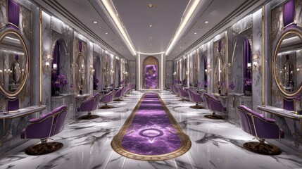 Luxurious salon interior design modern spa digital render elegant environment wide angle glamorous aesthetics