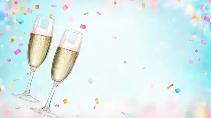 Celebratory toast with sparkling champagne glasses festive atmosphere party event colorful confetti festive spirit