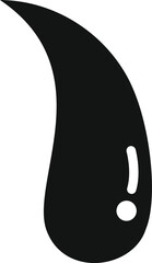 Simple black icon of a drop of liquid dripping downward, isolated on white