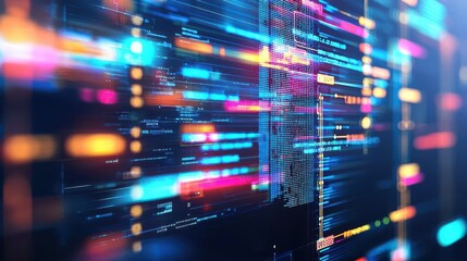 Vibrant digital code streams showcasing modern technology and data processing