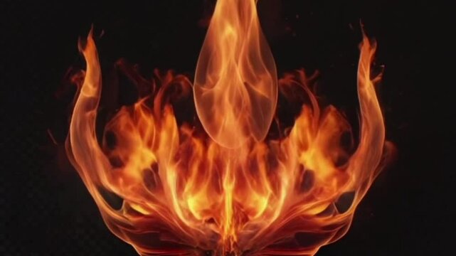 fire in the dark, dynamic yellow orange flame with swirling flowing motion in the dark